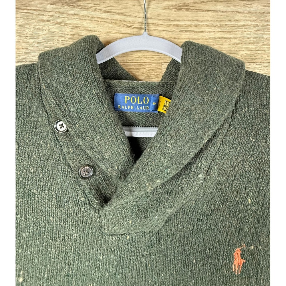 Polo Ralph Lauren Shawl Collar Wool Sweater Men's XL Green Classic - Picture 4 of 7